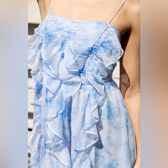 Blue Ruffle Midi Dress - Picture 7 of 7